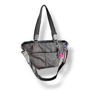 The Sak Black Nylon Crossbody Tote Bag Boho Strap Convertible Shoulder Purse
